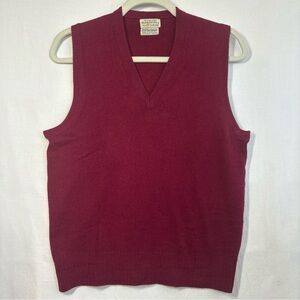 Vintage Marshall Field Men's Cashmere Vest Scotland V-Neck Sweater in Deep Wine